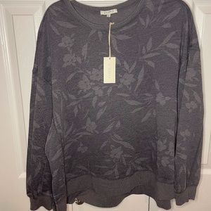 Z Supply Soft Grey flowered Long Sleeve Top NWT